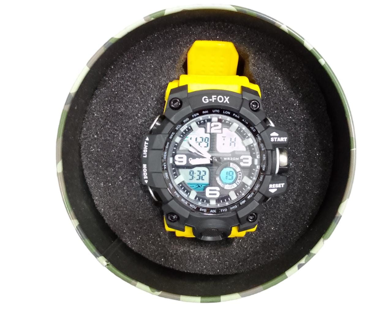 Reloj G-Fox Negro Con Correa Amarilla